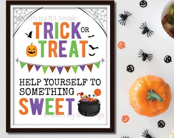 Trick or Treat Help Yourself to Something Sweet Treat Sign - Etsy