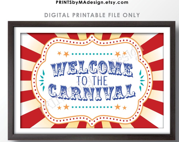 Welcome to the Carnival Sign, Carnival Theme Party, PRINTABLE 24x36” Carnival Welcome Sign <ID>