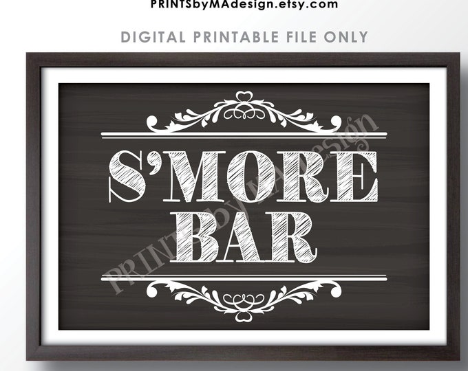 S'more Bar Sign, Large PRINTABLE 24x36" Chalkboard Style S'more Sign, Instant Download <ID>