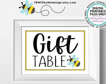 Gift Table Sign, Bee Baby Shower, Birthday Party, Happy BEEday, Cards and Gifts, Gifts and Cards Sign, Bee Theme PRINTABLE 5x7” Sign <ID>