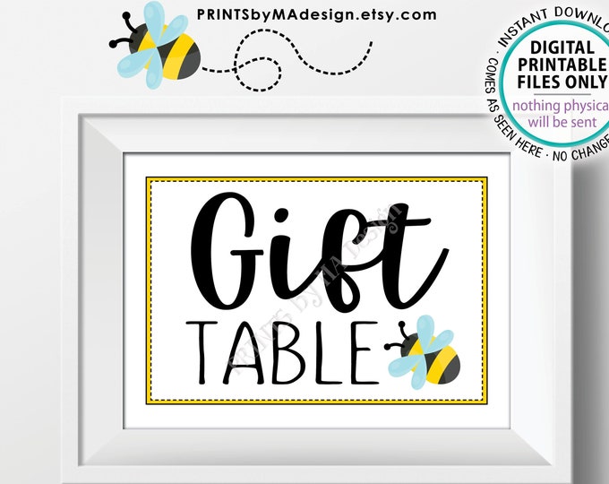 Gift Table Sign, Bee Baby Shower, Birthday Party, Happy BEEday, Cards and Gifts, Gifts and Cards Sign, Bee Theme PRINTABLE 5x7” Sign <ID>