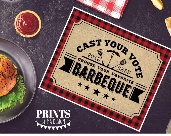 Vote for Your Favorite BBQ Sign, Barbeque Voting, PRINTABLE Lumberjack Style 8x10/16x20” BBQ Cook-Off Sign <Instant Download>