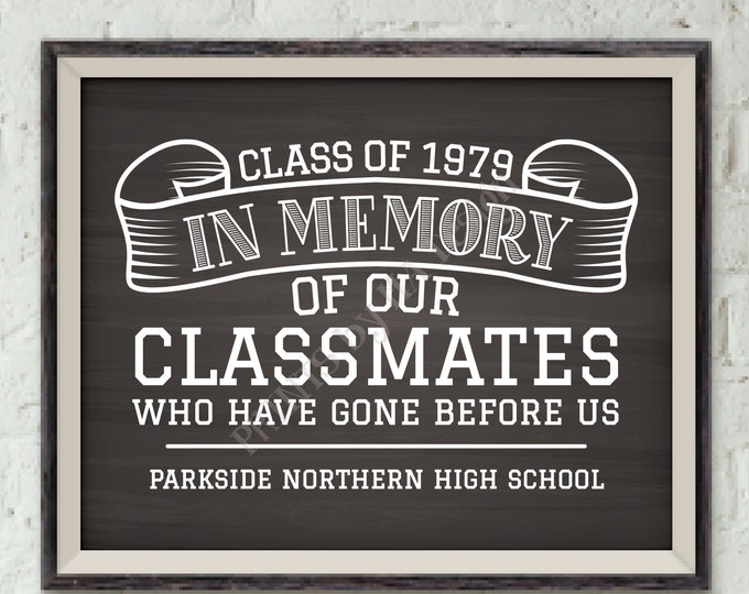 In Memory Sign for Reunion Memorial, In Memoriam of the Classmates Who Have Gone Before Us, PRINTABLE Chalkboard Style 8x10” Memory Sign