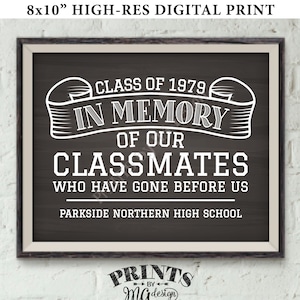 In Memory Sign for Reunion Memorial, In Memoriam of the Classmates Who Have Gone Before Us, PRINTABLE Chalkboard Style 8x10” Memory Sign