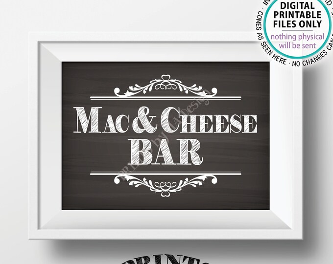 Mac & Cheese Bar Sign, Build Your Own Bowl of Macaroni and Cheese, Mac And Cheese, Pasta, PRINTABLE 5x7" Chalkboard Style Mac-N-Cheese Sign