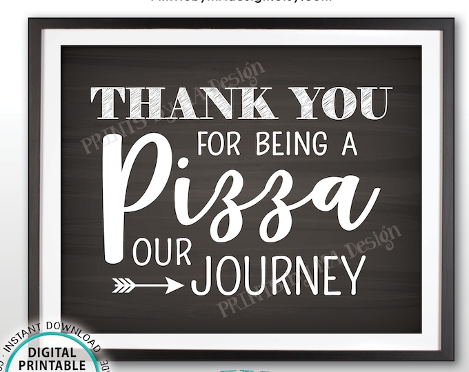 Pizza Sign, Thank You for Being a Pizza Our Journey, PRINTABLE 8x10” Chalkboard Style Pizza Party Sign <ID>