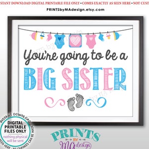 Pregnancy Announcement, You&#39;re Going to be a Big Sister, Pregnant, Expecting Baby Number 2, PRINTABLE 8x10” Baby #2 Reveal Sign/Card &lt;ID&gt;