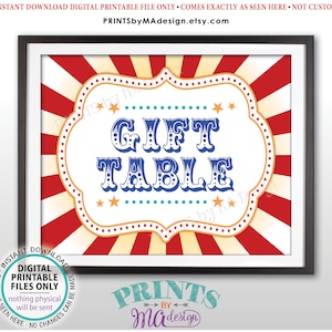 Carnival Gift Table Sign, Gifts Carnival Theme Party Sign, Carnival Sign, Circus Theme Party, PRINTABLE 8x10/16x20” Gift Table Sign <ID>