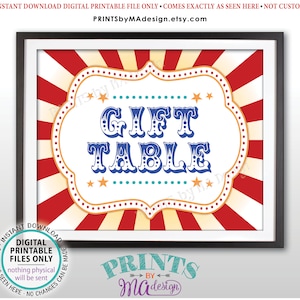 Carnival Gift Table Sign, Gifts Carnival Theme Party Sign, Carnival Sign, Circus Theme Party, PRINTABLE 8x10/16x20” Gift Table Sign &lt;ID&gt;