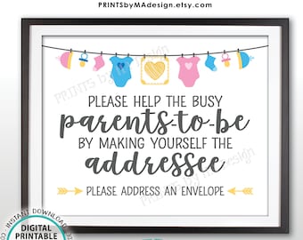 Baby Shower Address an Envelope Sign, Help the Parents-to-Be Address an Envelope, Neutral Baby Shower Decoration, PRINTABLE 8x10” Sign <ID>