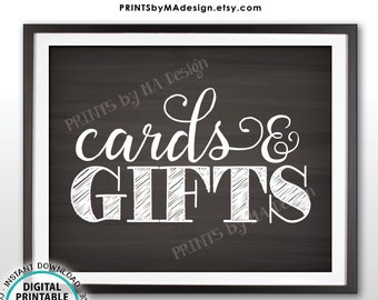 Cards and Gifts Sign, Wedding Anniversary Birthday Party, Graduation, Baby Shower, Bridal Shower, PRINTABLE 8x10" Chalkboard Style Sign <ID>