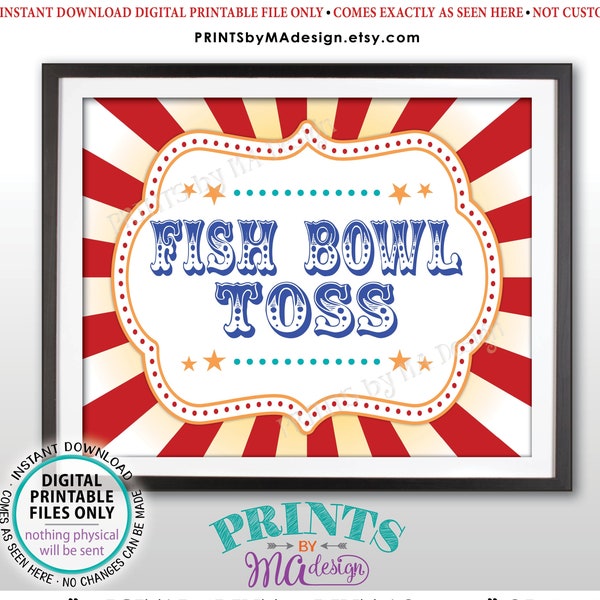 Fish Bowl Toss Carnival Party Sign, Carnival Games, Circus Party Fish Bowl Circus Activities Fish Bowl Toss, PRINTABLE 8x10/16x20” Sign <ID>