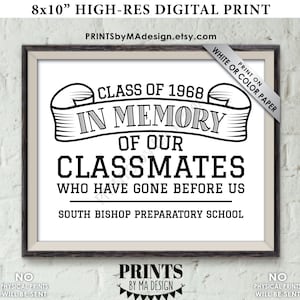 In Memory Sign for Reunion Memorial, In Memoriam of the Classmates Who Have Gone Before Us, B&W PRINTABLE 8x10” Class Reunion Memory Sign