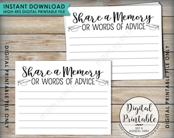 Share a Memory or Words of Advice Graduation Advice, Write a Memory or Advice Card, Graduation Party, 8.5x11" Printable Instant Download