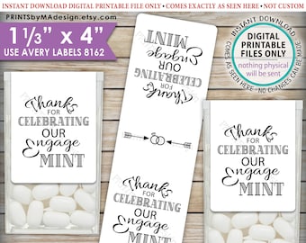 Engagement Tic Tac Labels, EngageMINT, Engagement Party Candy, Tic Tacs, Print As Many As You Need, 8162, 1-1/3x4" PRINTABLE Stickers <ID>