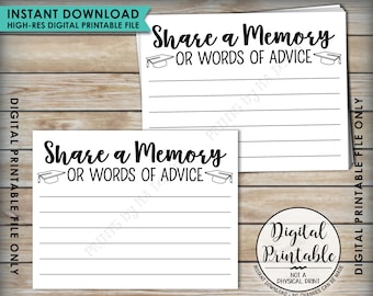 Share a Memory or Words of Advice Graduation Advice, Write a Memory or Advice Card, Graduation Party, 8.5x11" Printable Instant Download