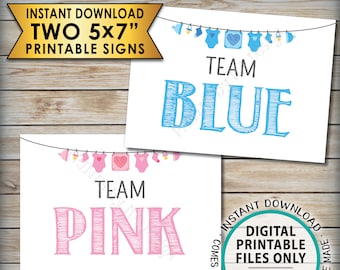 Gender Reveal Signs, Team Pink and Team Blue, Gender Reveal Teams Pink or Blue Signs, Gender Reveal Party, 8x10” PRINTABLE Instant Downloads