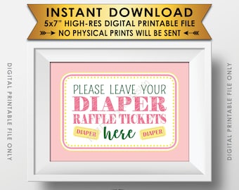 Pink Lemonade Baby Shower Sign, Leave Diaper Raffle Tickets Here, Tuscan Garden Tropical Summer Lemon Themed 5x7” PRINTABLE Instant Download