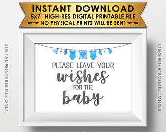Wishes for Baby Sign, Please Leave your Wishes for the Baby Shower Sign, Baby Wishes Shower Decoration, 5x7” Printable Instant Download Sign