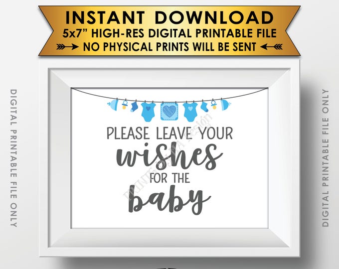 Wishes for Baby Sign, Please Leave your Wishes for the Baby Shower Sign, Baby Wishes Shower Decoration, 5x7” Printable Instant Download Sign