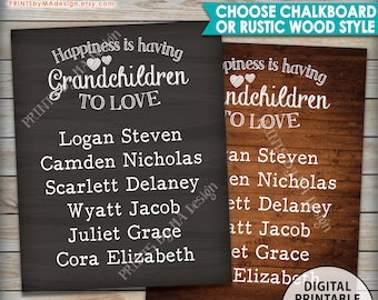 Grandchildren Sign with Names Personalized Grandkids Custom Gift for Grandparents Gift Grandma Grandpa, Choose Design PRINTABLE Digital File