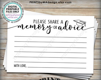 Graduation Party Card, Please Share a Memory or Advice, Grad Advice for the Graduate, 4x6” Digital PRINTABLE File <ID>