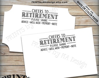 Retirement Wishes Cards, Cheers to Retirement Party Activity, Memory Advice Well Wishes, PRINTABLE 4x6" Retirement Card <ID>