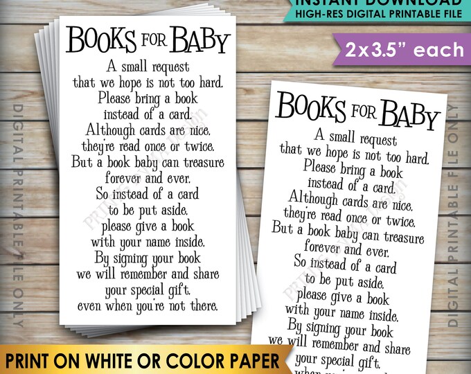 Books for Baby Insert, Please Bring a Book Instead of a Card, Baby Shower Invite Insert, 12 Cards per 8.5x11" PRINTABLE File <ID>