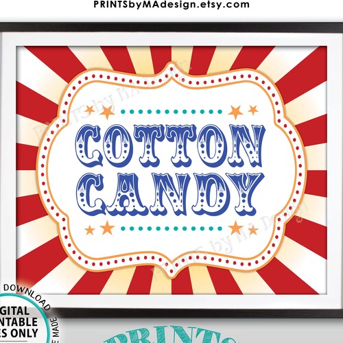 Printable Cotton Candy Sign Carnival Circus Birthday Sign - Etsy