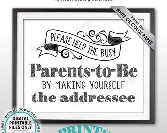 Baby Shower Address Envelope Sign, Help the Parents-to-Be by Addressing a Thank You Card Envelope, PRINTABLE 8.5x11" Baby Shower Sign <ID>