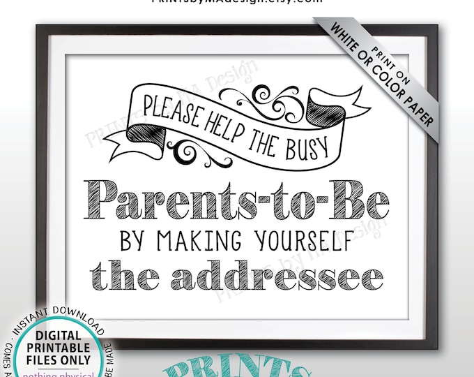 Baby Shower Address Envelope Sign, Help the Parents-to-Be by Addressing a Thank You Card Envelope, PRINTABLE 8.5x11" Baby Shower Sign <ID>