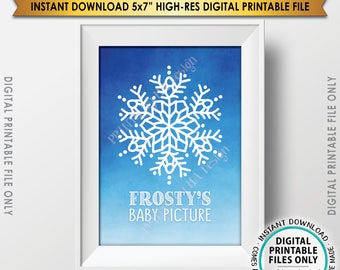 Frosty's Baby Picture, Frostys Baby, Frosty the Snowman Sign, Snowflake Christmas Decor, Snowman Photo, PRINTABLE 5x7” Digital File <ID>