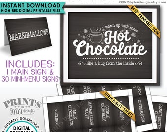 Hot Chocolate Kit, Build Your Own Hot Cocoa Ingredients Labels, Winter, Fall, Instant Download Chalkboard Style PRINTABLE Sign & Labels <ID>