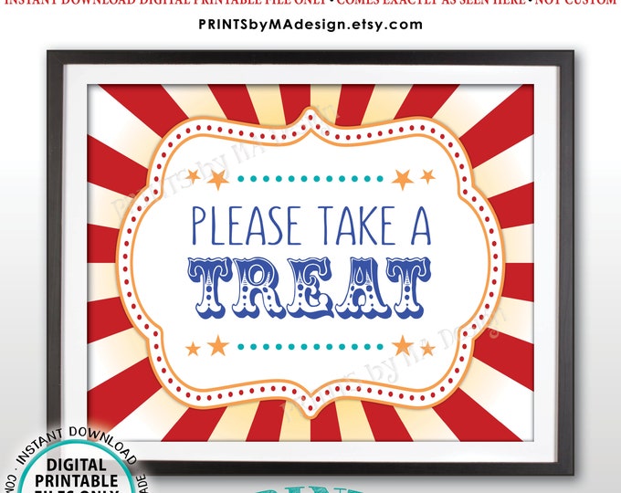 Carnival Party Take a Treat Sign, Carnival Favors, Circus Favors, Treats, Candy Bar, Carnival Birthday, PRINTABLE 8x10/16x20” Sign <ID>