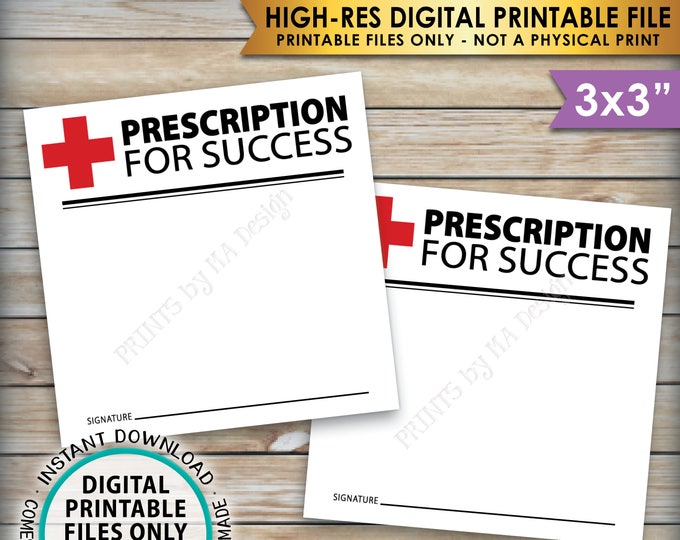 Please Leave Your Prescription for Success. Med School Grad Advice, Nurse Graduation, 3x3" Advice Cards on 8.5x11" PRINTABLE Sheet <ID>