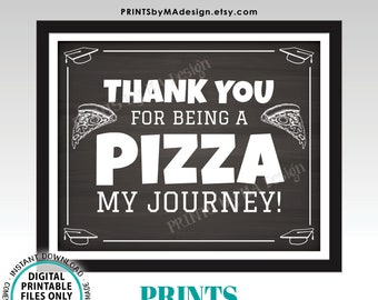 Graduation Party Pizza Sign, Thank You for being a Pizza my Journey, PRINTABLE 8x10/16x20” Chalkboard Style Sign, Grad Party Food Sign <ID>