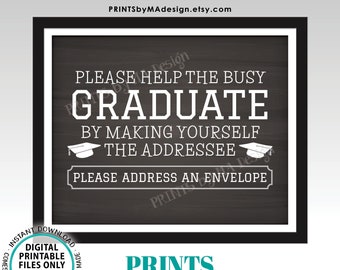 Address an Envelope Sign, Graduate Address Your Own Thank You Card Envelope, PRINTABLE 8x10” Chalkboard Style Graduation Party Sign <ID>