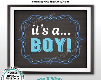 It's a BOY Sign, Having a Boy Gender Reveal Announcement, Blue, PRINTABLE 11x14” Chalkboard Style Sign <Instant Download>