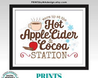 Panneau « Chocolat chaud et cidre de pomme », Réchauffez-vous au stand de chocolat chaud et de cidre de pomme, Bar à boissons chaudes, Panneau imprimable 8x10” <ID>