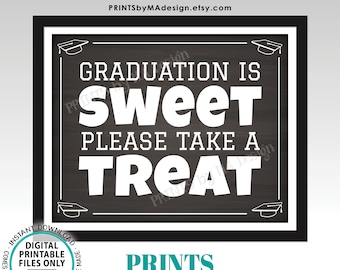 Graduation is Sweet Please Take a Treat Graduation Party Decoration, PRINTABLE 8x10/16x20” Chalkboard Style Sign, Grad Party Food Sign <ID>