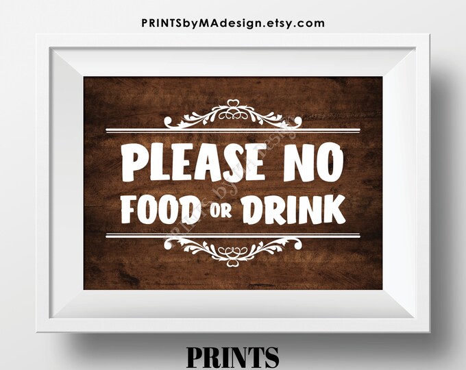 Please No Food or Drink Sign, Keep Food Out, PRINTABLE 5x7” Rustic Wood Style Sign, Rules for Home Sign, House Rules <Instant Download>