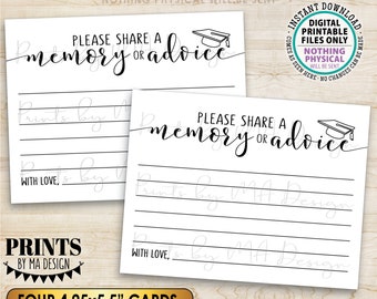 Please Share a Memory or Advice Graduation Party Card, Grad Advice for the Graduate, PRINTABLE 8.5x11" Sheet of 4 Cards <ID>