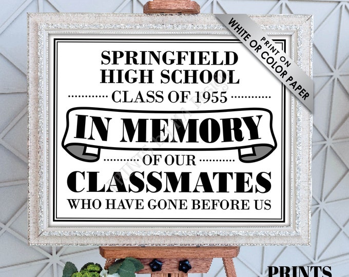 In Memory of our Classmates Who Have Gone Before Us Sign for Reunion Memorial, PRINTABLE 8x10/16x20” Sign, Memoriam, Deceased Remembrance