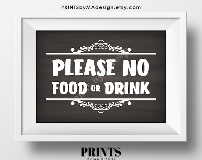 Please No Food or Drink Sign, Keep Food Out, PRINTABLE 5x7” Chalkboard Style Sign, Rules for Home Sign, House Rules <Instant Download>