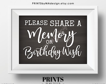 Share a Memory or Birthday Wish Sign, Write a Memory, Share Memories, PRINTABLE 5x7” Chalkboard Style B-day Party Sign <ID>