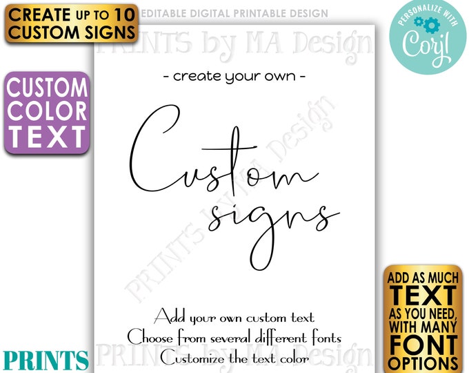 Custom Wedding Signs, Choose Your Text and Colors, Up to 10 Editable PRINTABLE 8x10/16x20” Portrait Signs <Edit Yourself with Corjl>