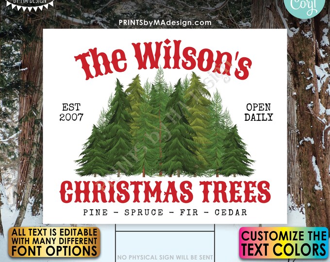 Editable Christmas Trees Sign, Custom Winter Decoration, All Text Custom PRINTABLE 8x10/16x20” Sign, Fresh Cut Trees <Edit Yourself w/Corjl>