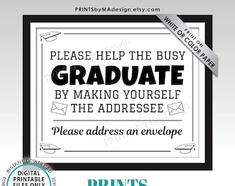 Address Envelope Sign, Address Your Own Envelope, Thank You Card, PRINTABLE 8x10/16x20” B&W Sign, Graduation Party Decorations <ID>