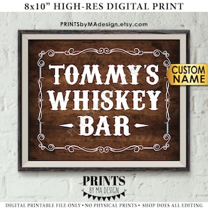 Whiskey Bar Sign, Better with Age Alcohol Sign, Retirement, Birthday, Man Cave, Custom Name PRINTABLE 8x10” Rustic Wood Style Whiskey Sign