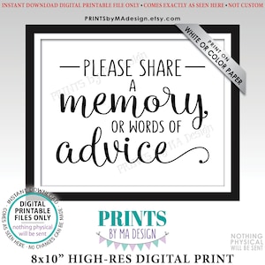 Teilen Sie eine Erinnerung oder Words of Advice-Zeichen, teilen Sie Erinnerungen, schreiben Sie eine Erinnerung, Abschluss- oder Ruhestandsparty, PRINTABLE 20x10 Zoll Zeichen <ID>
